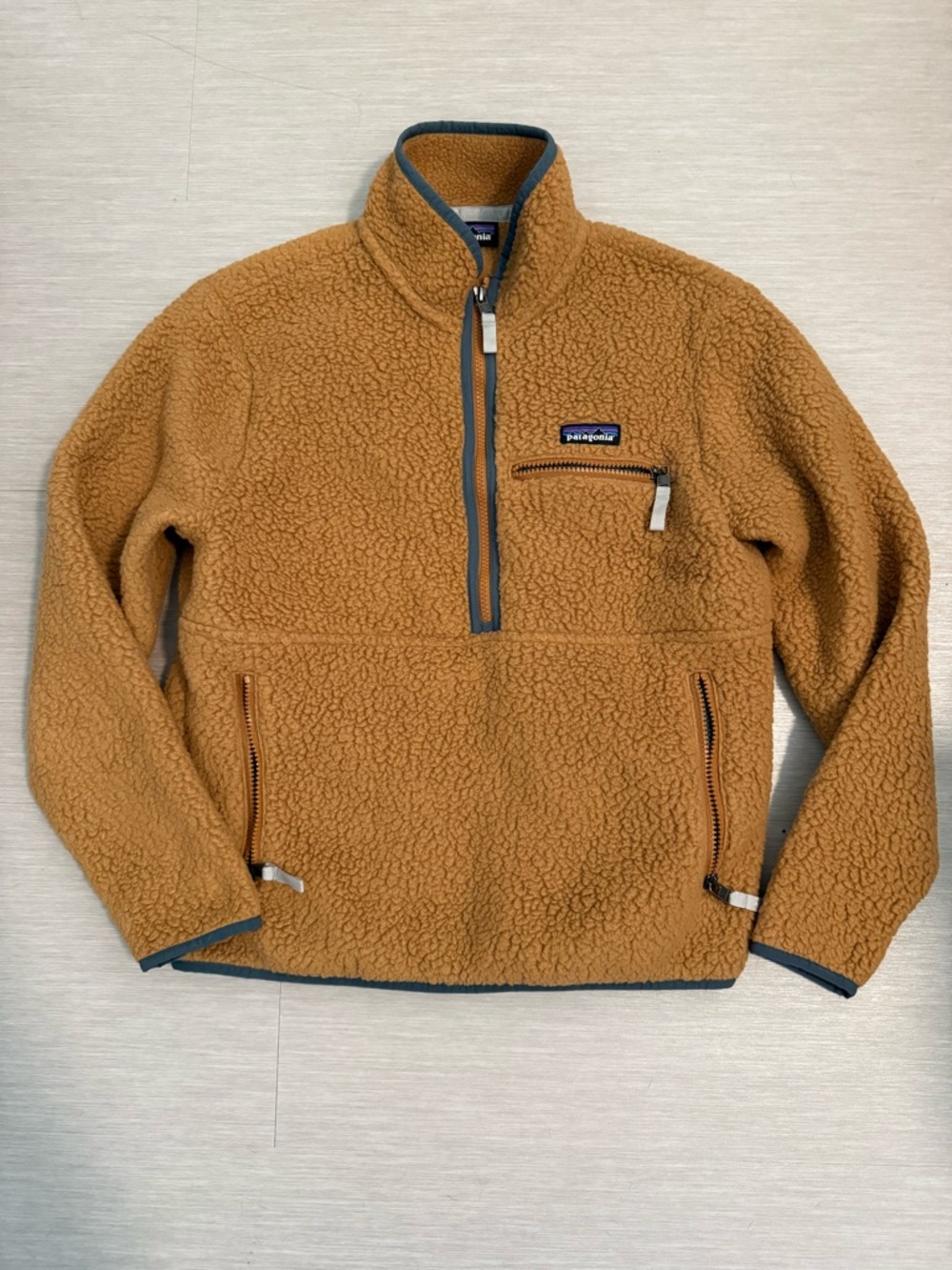 Patagonia womens Caramel Brown Sherpa Half-Zip Pullover sweater